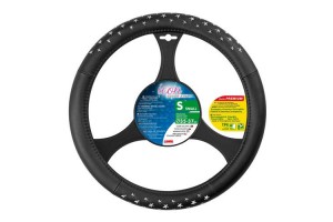 Καλυμμα Τιμονιου Icon 35-37cm Μαυρο Χρωμα Me Ασημι Μεταλλικα Αστερια /ΑΟΣΜΟ /ΟΙΚΟΛΟΓΙΚΟ/ Μη ΤΟΞΙΚΟ/ Ανακυκλωσιμο Υλικο