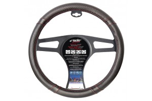 Καλυμμα Τιμονιου Vintage Μαυρο Με Κοκκινη Ραφη 37>39cm  Δερματινη