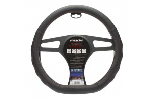 Καλυμμα Τιμονιου Compe Μαυρο Με Κοκκινη Ραφη 37-39cmΔΕΡΜΑΤΙΝΗ