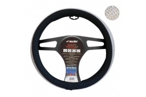 Simoni Racing Κάλυμμα Τιμονιού Αυτοκινήτου Black And Diamonds από Δέρμα με Διάμετρο 37-39cm Μαύρο Οικολογικό με Στρας