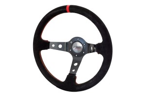 Simoni Racing Μαύρο Τριάκτινο με Κόκκινη Ρίγα 350mm και βάθος 9.5cm Μαύρο