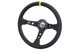 Simoni Racing Speciale Τριάκτινο 350mm Βάθος 6mm Μαύρο/Κίτρινη Ρίγα