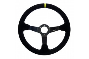 Τιμονι Carrera Τριακτινο 350 mm/ΠΑΧΟΣ 104 mm/BΑΘΟΣ 90 Mm (ΜΑΥΡΟ Σουεντ Με Κιτρινη ΡΙΓΑ)