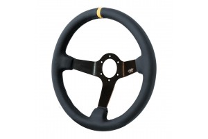 Simoni Racing Carrera Pelle Τριάκτινο Μαύρο Με Κίτρινη Ρίγα Δερμάτινο 350mm