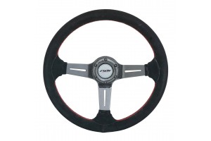 Τιμονι Carlos ΜΑΥΡΟ/CARBON Σουετ Με Κοκκινη Ραφη Τριακτινο Διαμετρος 350mm Παχος 105mm Βαρος 900gr