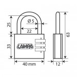 Lampa Padlock Λουκέτο Πέταλο Συνδυασμού 40mm 65432
