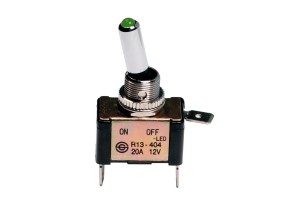 Lampa Aluminium Toggle Switch Green Led