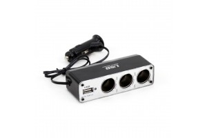 Amio Ανταπτορας Αναπτηρα ΤΡΙΠΛΟΣ+ 1 Usb 500mA Με Καλωδιο 30cm 12/24V 2A Max