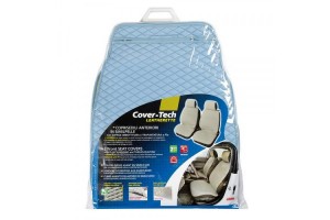 Lampa Πλατοκάθισμα Με Προσκέφαλο COVER-TECH Δερματίνη 2τεμ. Ανοικτό Γαλάζιο/Γκρι L54537