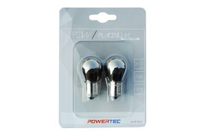 M-TECH P21W 12V 21W BA15s Μονοπολικο Χρωμιο Καθρεφτης Powerteck Platinium 2ΤΕΜ. PTZCH19-02B/MT