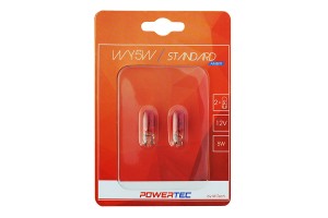 WY5W 12V 5W W2,1x9,5d Πορτοκαλι (ΚΑΡΦΩΤΟ ΑΚΑΛΥΚΟ) Powertec Standard Αλογονου 2ΤΕΜ.