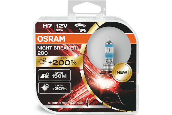 Osram 12V H7 12V 55W PX26d NIGHT BREAKER® 200 +200% Περισσότερο φως 64210NB200-HCB