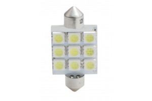 Λαμπακια Πλαφονιερας C5W/C10W 12V 1,44W SV8,5 41mm Premium Led 9xSMD5050 Λευκο 1ΤΕΜ.