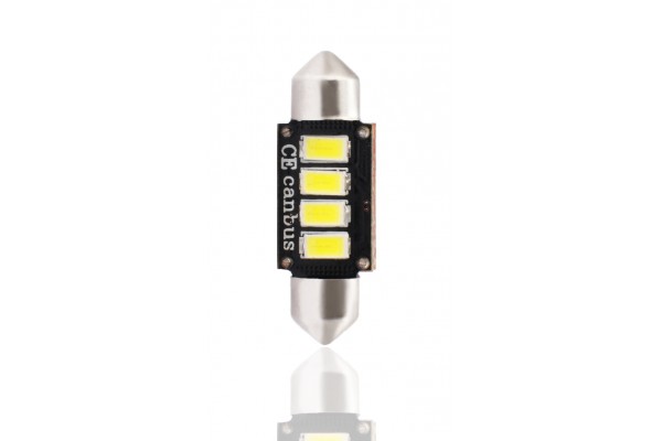 Λαμπακια Πλαφονιερας C5W/C10W 12V 2W SV8,5 36mm CAN-BUS+RADIATOR Led 4xSMD5730 Premium Λευκο 1ΤΕΜ.