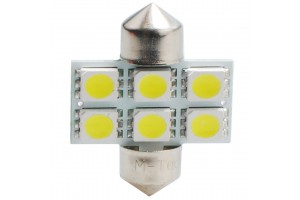 Λαμπακια Πλαφονιερας C5W/C10W 12V 1,44W SV8,5 31mm Led 6xSMD5050 Λευκο 2ΤΕΜ.