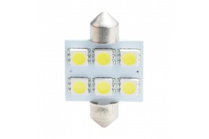 Λαμπακια Πλαφονιερας C5W/C10W 12V 1,44W SV8,5 36mm Premium Led 6xSMD5050 Λευκο Blister 2ΤΕΜ. M-TECH