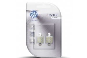 Λαμπακια Πλαφονιερας C5W/C10W 12V 1,44W SV8,5 41mm Premium Led 9xSMD5050 Λευκο Blister 2ΤΕΜ. M-TECH