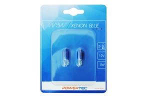 W5W 12V 5W W2,1x9,5d (ΚΑΡΦΩΤΟ ΑΚΑΛΥΚΟ)POWERTEC Xenon Blue 2ΤΕΜ.