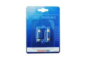 M-TECH Λαμπακια Πλαφονιερας C5W 12V 5W SV8,5-8 11x36mm Powertec Xenon Blue 2ΤΕΜ. PTZXB33-02B/MT