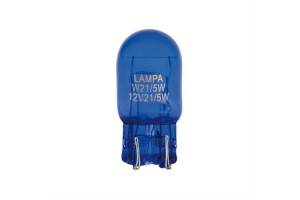 Lampa W21/5W Blue Dyed Glass Wedge 12V 2τμχ