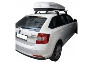 Skoda Rapid Spaceback 5D 2013> Μπαρες Οροφης Αλουμινιου & Μπαγκαζιερα Box 430 LT (ΛΕΥΚΗ/ΓΥΑΛΙΣΤΕΡΗ) Nordrive