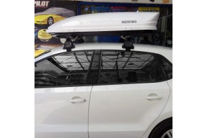 Menabo VW Polo 6R/6C 5D 2010>2017 Kit Με Μπαρες Οροφης Αλουμινιου & Μπαγκαζιερα Οροφης Mania 400 Menabo (AL1-3360/MB-FIX040G-3290/MB-3390/MB)