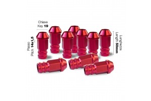 Simoni Racing Παξιμάδια Κωνικά 14x1.5 (50mm) Κόκκινο με κλειδί 19mm 10τμχ