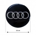 Audi Αυτοκολλητα Ζαντων Μαυρα Σμαλτου 5,5 cm - 4 ΤΕΜ.