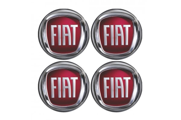 Americat Αυτοκόλλητα Σήματα Fiat 6cm για Ζάντες Αυτοκινήτου σε Κόκκινο Χρώμα 4τμχ
