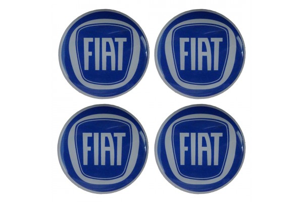 Fiat Αυτοκολλητα Σηματα Ζαντων 5 cm Μπλε Με Επικαλυψη Σμαλτου - 4 ΤΕΜ.