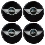 Americat Αυτοκόλλητα Σήματα Mini 6cm για Ζάντες Αυτοκινήτου σε Μαύρο Χρώμα 4τμχ