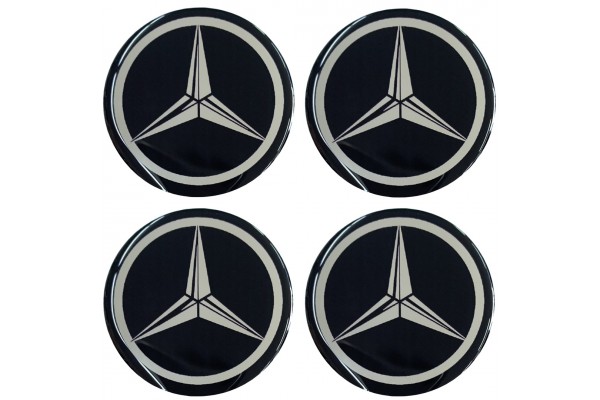 Race Axion Αυτοκόλλητα Σήματα Mercedes 6.7cm για Ζάντες Αυτοκινήτου σε Μαύρο Χρώμα 4τμχ