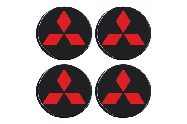 Americat Αυτοκόλλητα Σήματα Mitsubishi 6cm για Ζάντες Αυτοκινήτου σε Μαύρο Χρώμα 4τμχ