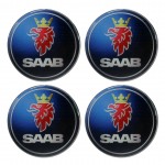 Americat Αυτοκόλλητα Σήματα Saab 6cm για Ζάντες Αυτοκινήτου σε Μπλε Χρώμα 4τμχ
