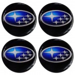 Americat Αυτοκόλλητα Σήματα Subaru 6cm για Ζάντες Αυτοκινήτου σε Μαύρο Χρώμα 4τμχ