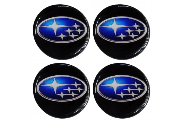 Americat Αυτοκόλλητα Σήματα Subaru 6cm για Ζάντες Αυτοκινήτου σε Μαύρο Χρώμα 4τμχ