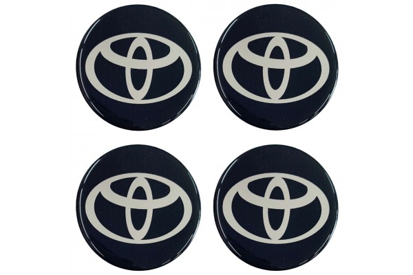 Toyota Αυτοκολλητα Σηματα Ζαντων 5 cm ΜΑΥΡΟ/ΧΡΩΜΙΟ Με Επικαλυψη Σμαλτου - 4 ΤΕΜ.