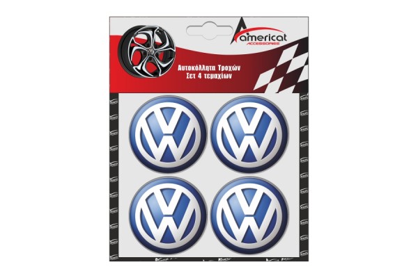 Americat Αυτοκόλλητα Σήματα VW 6cm για Ζάντες Αυτοκινήτου 4τμχ