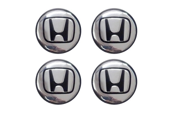 Honda Ταπες Κεντρου Ζαντας ΧΡΩΜΙΟ/ΜΑΥΡΟ Κουμπωτες (ΕΣΩΤΕΡ. 56mm & ΕΞΩΤΕΡ. 58mm) 4ΤΕΜ.
