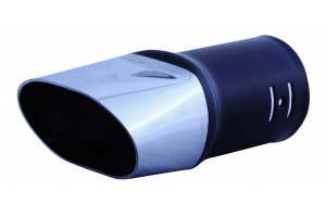 Carman Μπούκα Εξάτμισης Απλή Οβάλ Χρώμιο-Μαύρο Universal