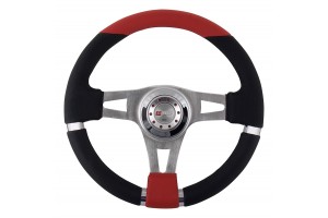 Τιμονι Δερμα 33cm ΜΑΥΡΟ-ΚΟΚΚΙΝΟ