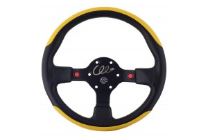 SWM Τιμόνι 32cm Δέρμα Μαύρο / Κίτρινο