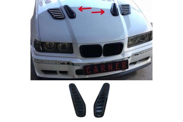 Αεραγωγοί Καπό Αυτοκόλλητοι Universal Τύπου Bmw Gtr Μαύροι 33 X 11 X 1.5cm 2 Τεμάχια
