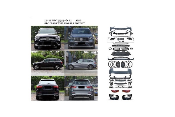 Body Kit Για Mercedes-Benz Glc C253/X253 16-19 Full Upgrade To Faceift2021 Amg Με Προφυλακτήρες, Μάσκα, Φανάρια, Μπούκες, Προεκτάσεις Φτερών