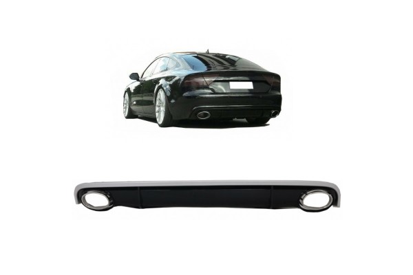 Diffuser Πίσω Προφυλακτήρα Για Audi A7 4G 10-14 RS7 Look Για Απλό Προφυλακτήρα Με Μπούκες Από Abs Πλαστικό