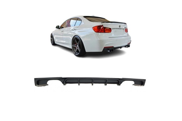 Diffuser Πίσω Προφυλακτήρα Για Bmw 3 F30/F31 11-19 M-Packet Μαύρο Ματ Με 2 Διπλές Τρύπες Εξάτμισης Αριστερά & Δεξιά Από Abs Πλαστικό 1 Τεμάχιο