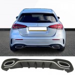 Diffuser Πίσω Προφυλακτήρα Για Mercedes-Benz A-Class W177 19+ Hatchback Amg Line Με Απολήξεις Χρωμίου