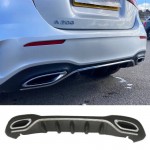 Diffuser Πίσω Προφυλακτήρα Για Mercedes-Benz A-Class W177 19+ Hatchback Amg Line Με Απολήξεις Χρωμίου