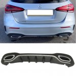 Diffuser Πίσω Προφυλακτήρα Για Mercedes-Benz A-Class W177 19+ Hatchback Amg Line Με Απολήξεις Χρωμίου