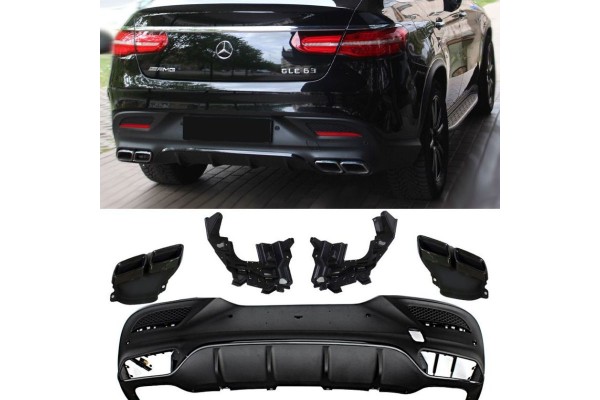 Diffuser Πίσω Προφυλακτήρα Για Mercedes-Benz Gle Coupe C292 2015-2019 GLE63 Amg Look Για Amg Sport Line Προφυλακτήρες Σετ Με Μαύρες Μπούκες